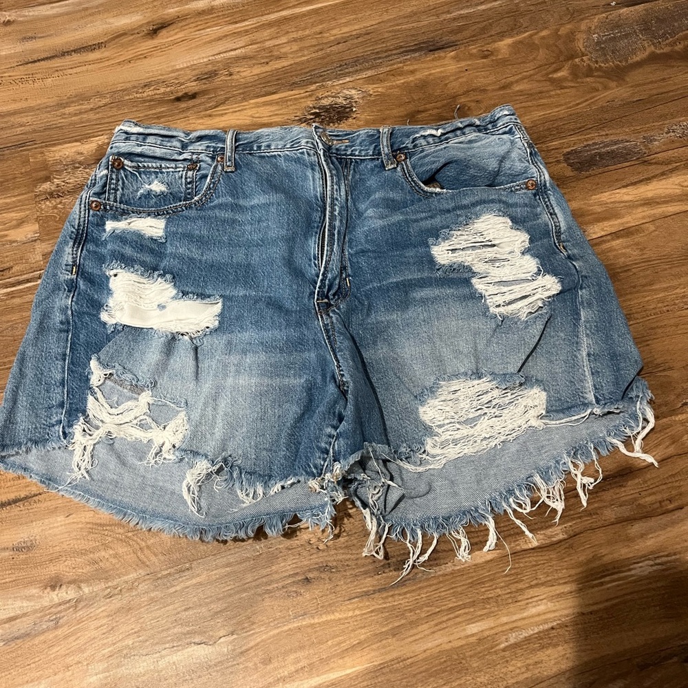 American Eagle Outfitters Blue Distressed Jean Shorts